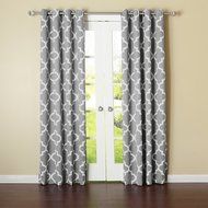 Best Home Fashion Room Darkening Morrocan Print Curtains - Antique Bronze Grommet Top - Grey- 52&quot;W X 63&quot;L - (1... N25