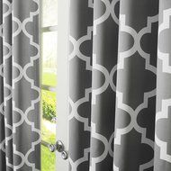 Best Home Fashion Room Darkening Morrocan Print Curtains - Antique Bronze Grommet Top - Grey- 52&quot;W X 63&quot;L - (1... N27
