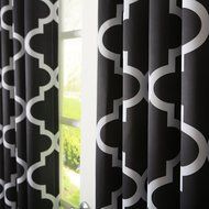Best Home Fashion Room Darkening Morrocan Print Curtains - Antique Bronze Grommet Top - Grey- 52&quot;W X 63&quot;L - (1... N44