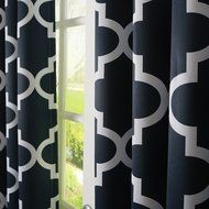 Best Home Fashion Room Darkening Morrocan Print Curtains - Antique Bronze Grommet Top - Grey- 52&quot;W X 63&quot;L - (1... N53