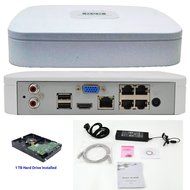 4 Channel Tiny NVR - 4 Channels 1080P @30fps up to 5MP @7fps - 4 POE Ports Built In - 1TB Hard Drive Installed