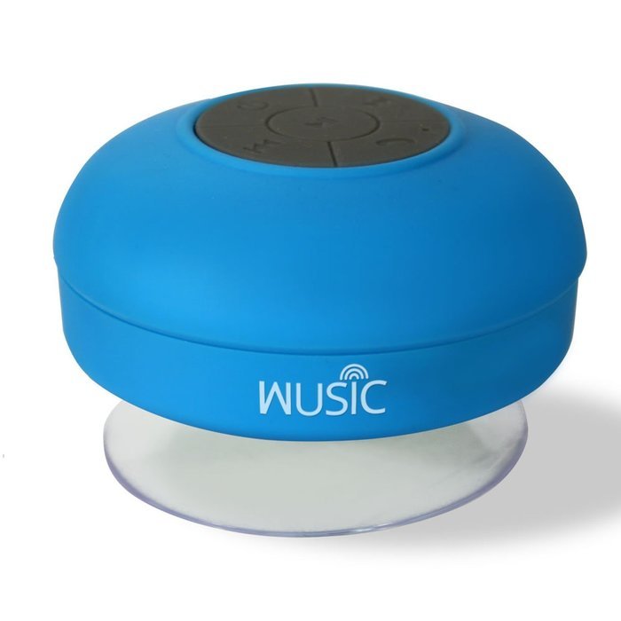 Wusic Bluetooth Wireless Waterproof Shower Speaker with Hands-Free Speakerphone (Blue)