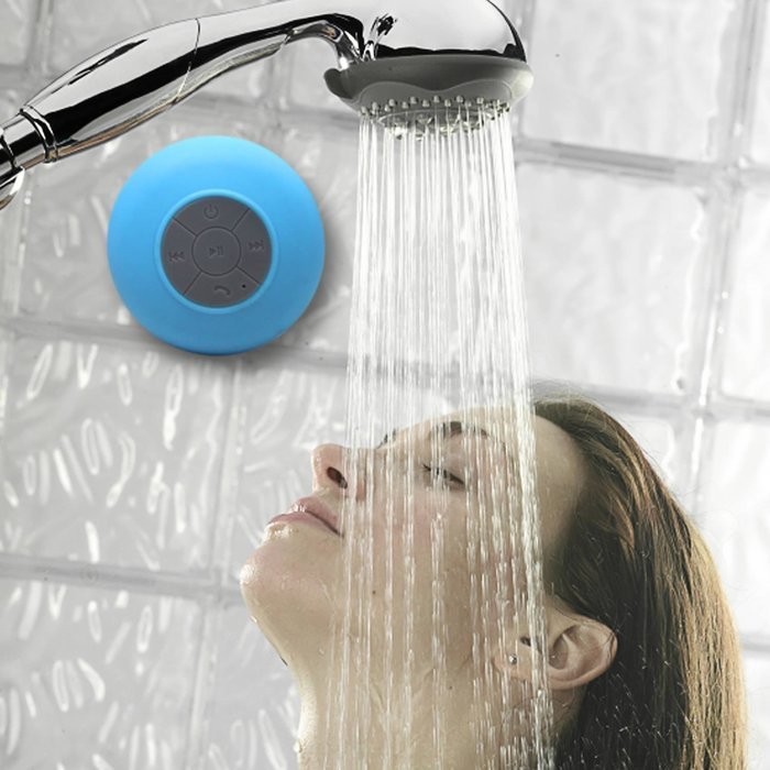 Wusic Bluetooth Wireless Waterproof Shower Speaker with Hands-Free Speakerphone (Blue) N2