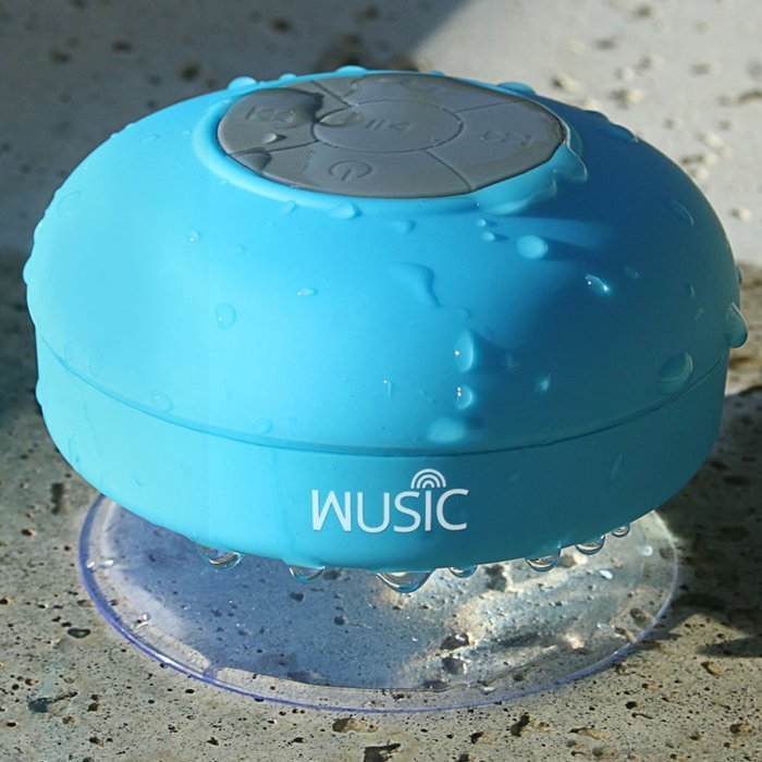 Wusic Bluetooth Wireless Waterproof Shower Speaker with Hands-Free Speakerphone (Blue) N4