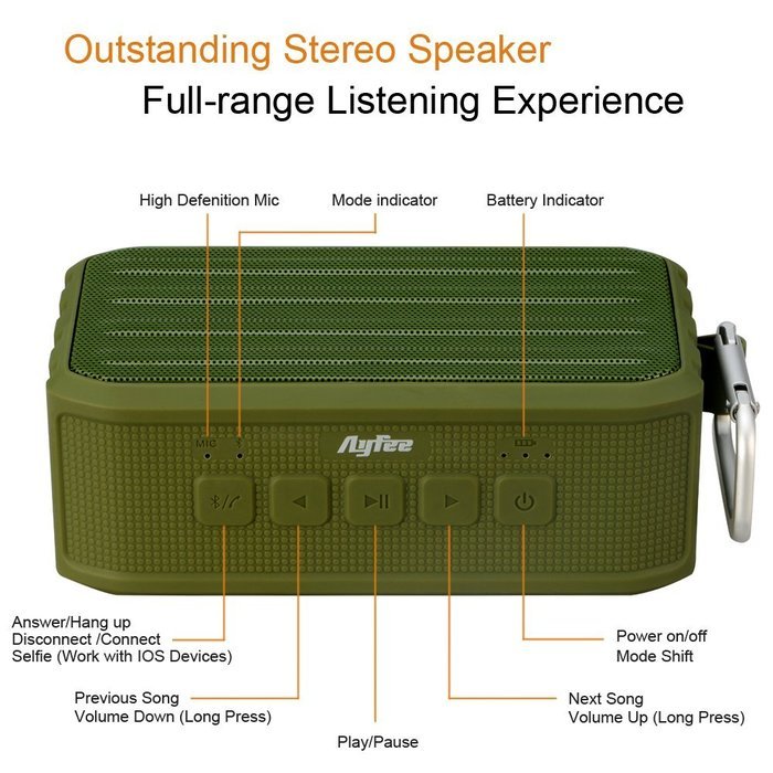 [Bluetooth Waterproof Speakers] Ayfee Wireless Bluetooth 4.0 Waterproof Outdoor / Shower Speaker, with 7W Powerful... N18