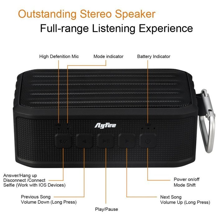 [Bluetooth Waterproof Speakers] Ayfee Wireless Bluetooth 4.0 Waterproof Outdoor / Shower Speaker, with 7W Powerful... N25