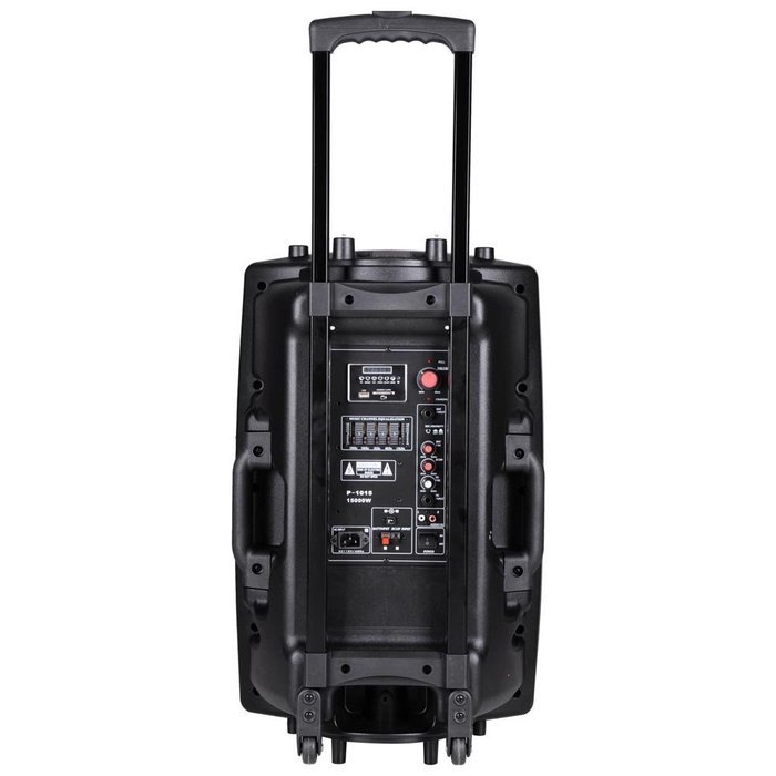 AW 1500W Portable Active PA Speaker w/ Wireless Microphone Guitar AMP Bluetooth USB SD LCD FM Party Show N5