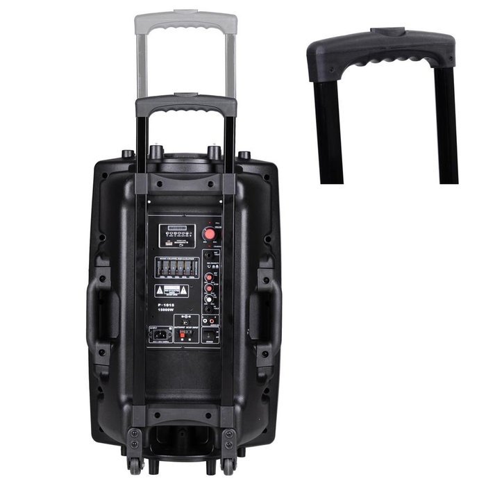 AW 1500W Portable Active PA Speaker w/ Wireless Microphone Guitar AMP Bluetooth USB SD LCD FM Party Show N6