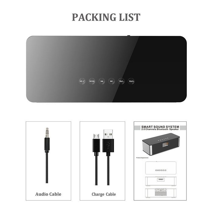 Bluetooth Speakers, Ubetter Portable Wireless Speaker, FM Radio & LCD Display, High-Definition Sound Quality made... N7