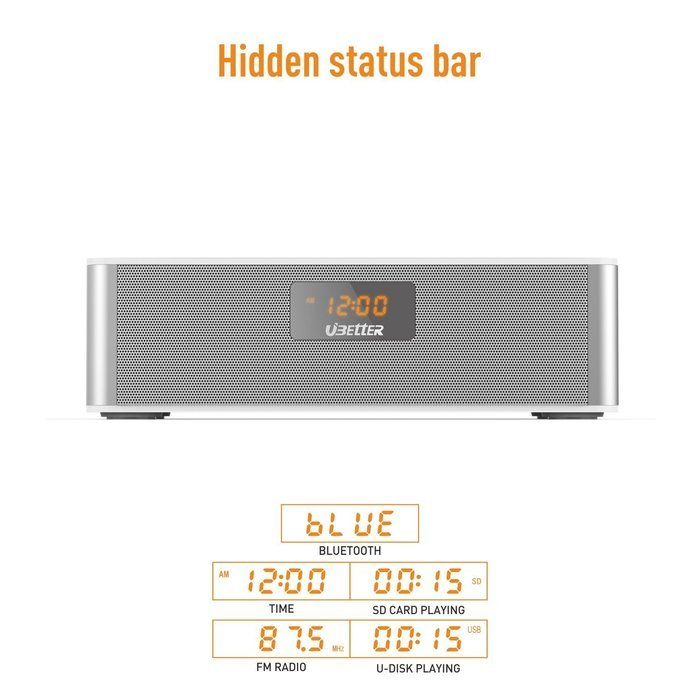 Bluetooth Speakers, Ubetter Portable Wireless Speaker, FM Radio & LCD Display, High-Definition Sound Quality made... N10