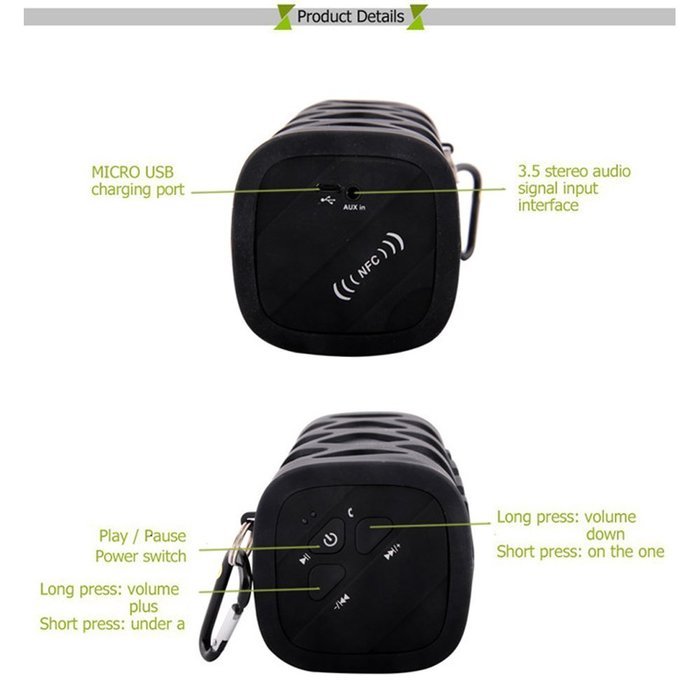 Ecandy Portable NFC Waterproof Super Bass Resonance Bluetooth Wireless Speaker With Power Bank Bluetooth CSR 4.0... N3