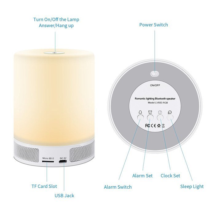 LED Bluetooth Speaker, SAVFY Portable Wireless Speakers with LED Table Lamp, Alarm Clock, Hands-Free Speakerphone... N4