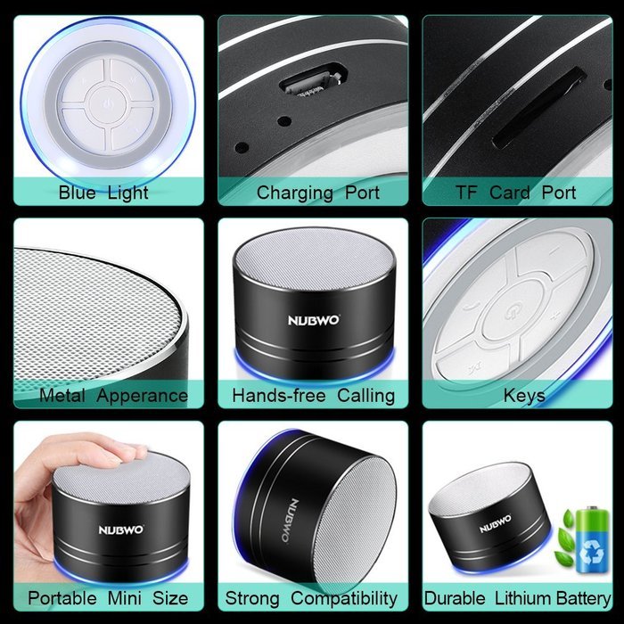 NUBWO A2 Pro Metal Bass 4.1 Bluetooth Speaker Outdoor/ Sport / Car Speakers Wireless Mini Protable Speakers with... N7