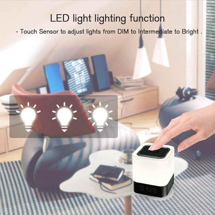 GBTIGER Bluetooth Wireless LED Speakers with Alarm and Built-in Micro SD Card N4