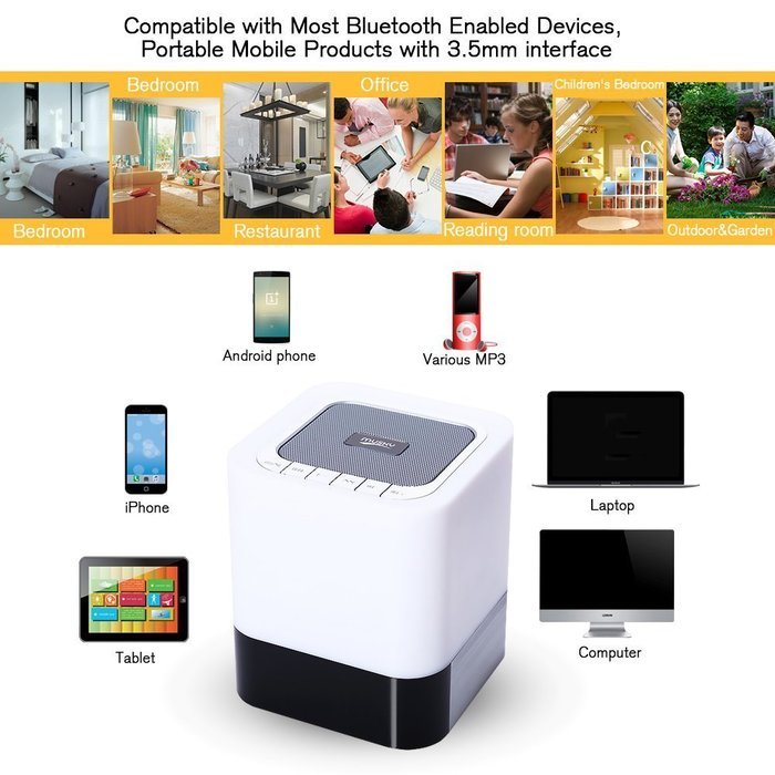 GBTIGER Bluetooth Wireless LED Speakers with Alarm and Built-in Micro SD Card N6