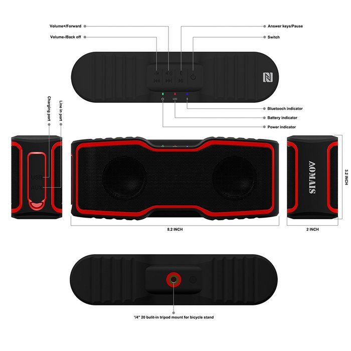 AOMAIS Wireless Bluetooth Speakers,IPX7 Waterproof Portable Outdoor/Shower Stereo Sound Speaker with Bass for... N3