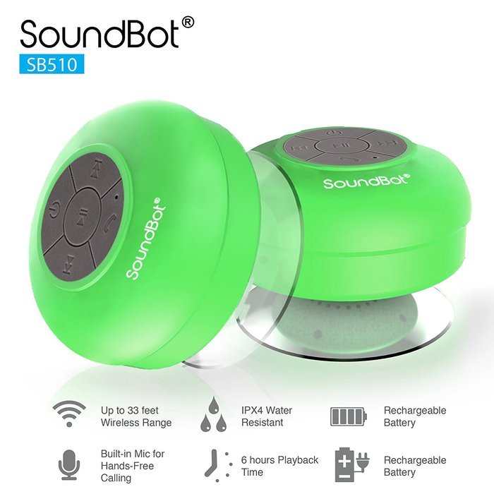 SoundBot&reg; SB510 HD Water Resistant Bluetooth Wireless Shower Speaker, Hands-Free Portable Speakerphone w/ 6Hrs... N3