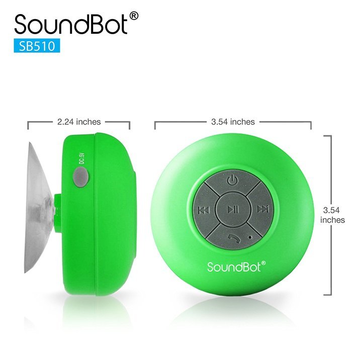 SoundBot&reg; SB510 HD Water Resistant Bluetooth Wireless Shower Speaker, Hands-Free Portable Speakerphone w/ 6Hrs... N6