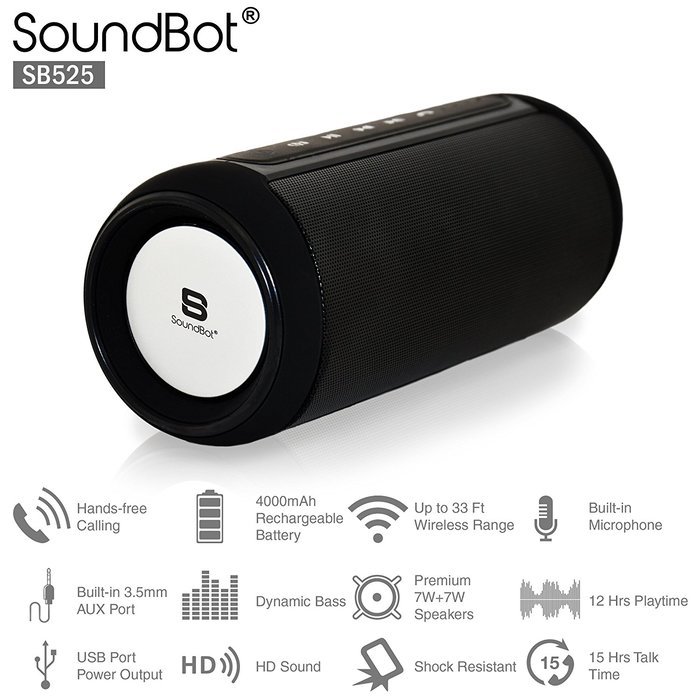 SoundBot SB525 Bluetooth 4.0 Wireless Speaker for 15 hrs Music Streaming&Hands-Free Calling,7W+7W Driver Speakerphone... N3