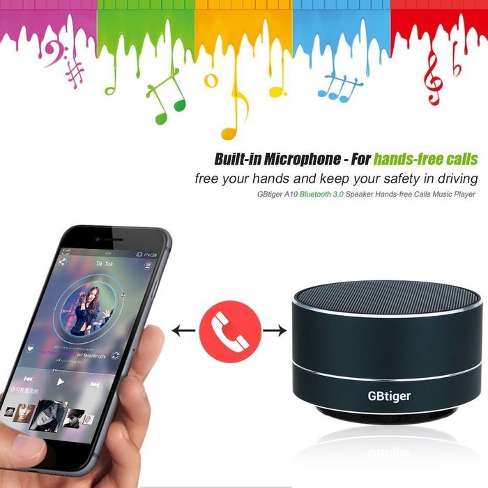 GBtiger Portable Wireless Bluetooth 3.0 Speaker Stereo SoundBox with Hands-free Microphone/ TF Card Music Playing... N18