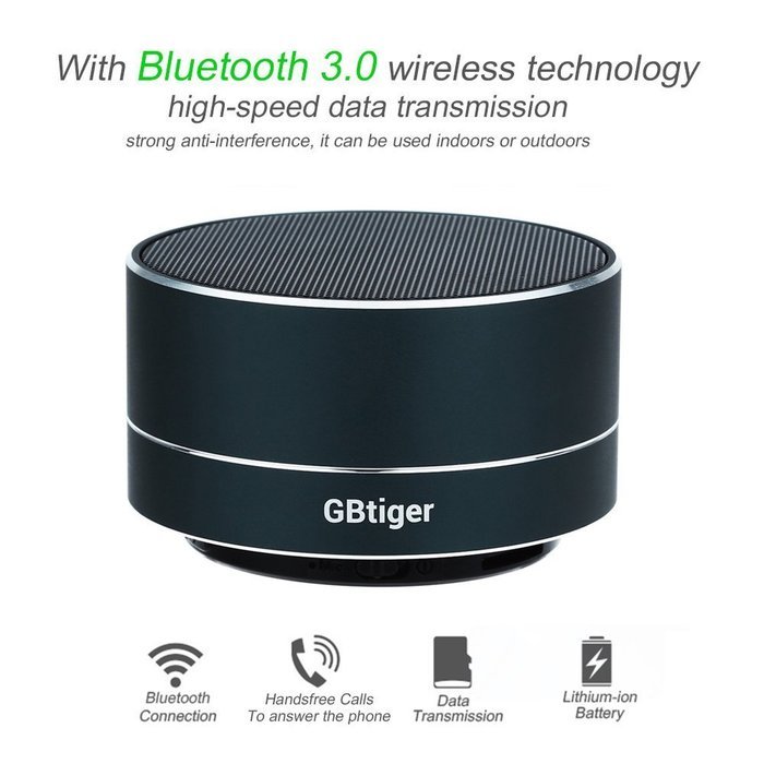 GBtiger Portable Wireless Bluetooth 3.0 Speaker Stereo SoundBox with Hands-free Microphone/ TF Card Music Playing... N19
