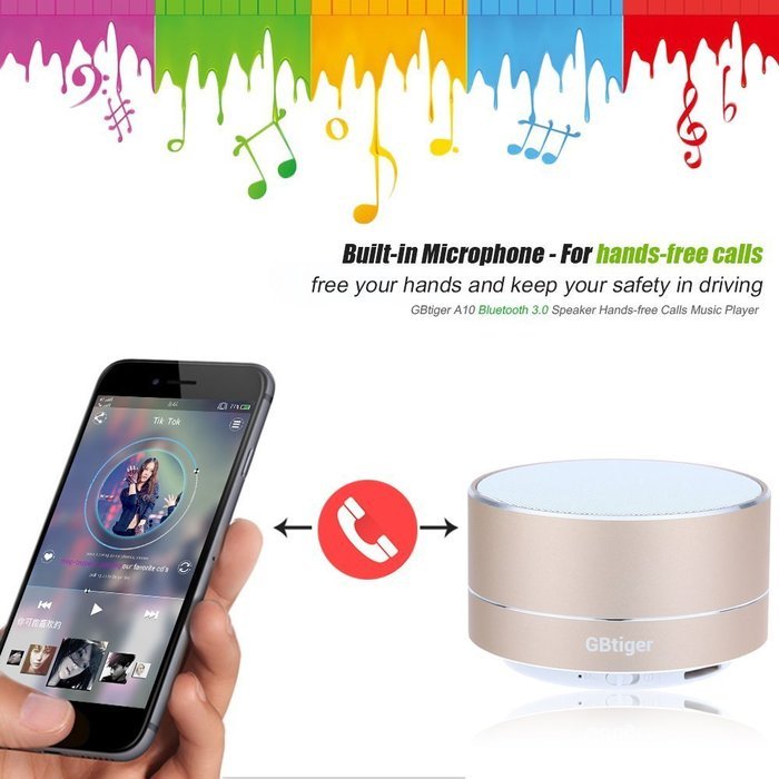 GBtiger Portable Wireless Bluetooth 3.0 Speaker Stereo SoundBox with Hands-free Microphone/ TF Card Music Playing... N24