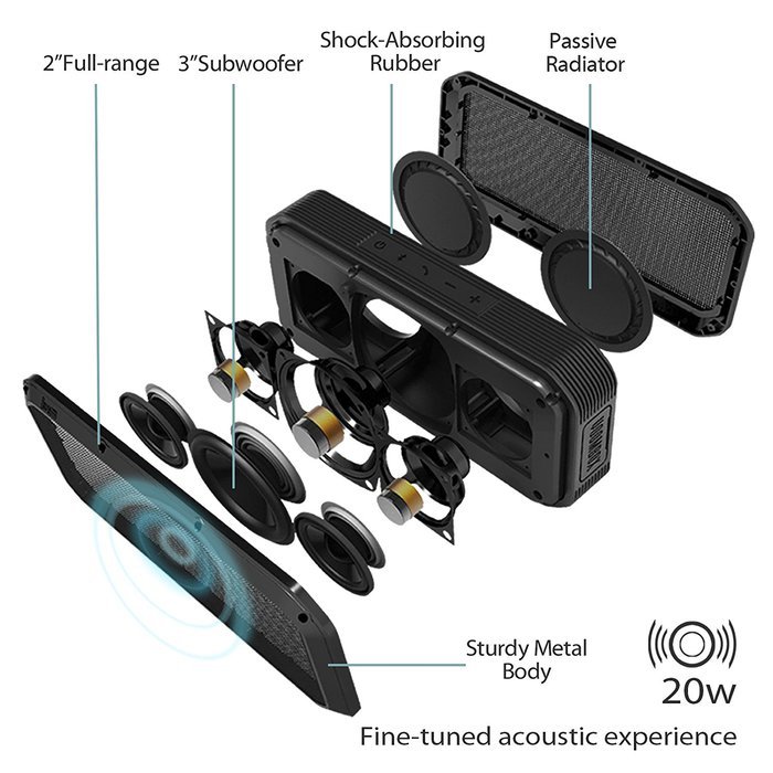 Divoom Party Portable Rugged Bluetooth Speaker ( Black) N2