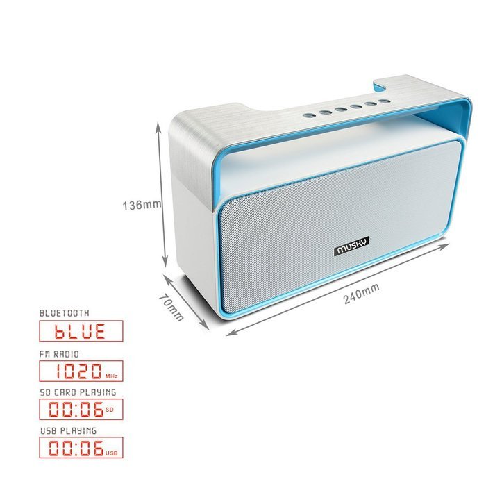 Portable Wireless Bluetooth Stereo Speaker with 10W Powerful Sound Enhanced Bass Surround Subwoofer FM Radio LED... N3