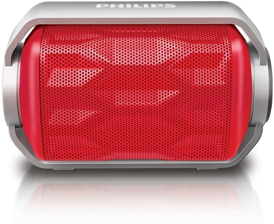 Philips BT2200R/27 Shoqbox Mini Rugged Compact Wireless Water resistant Portable Bluetooth Speaker with Mic -...