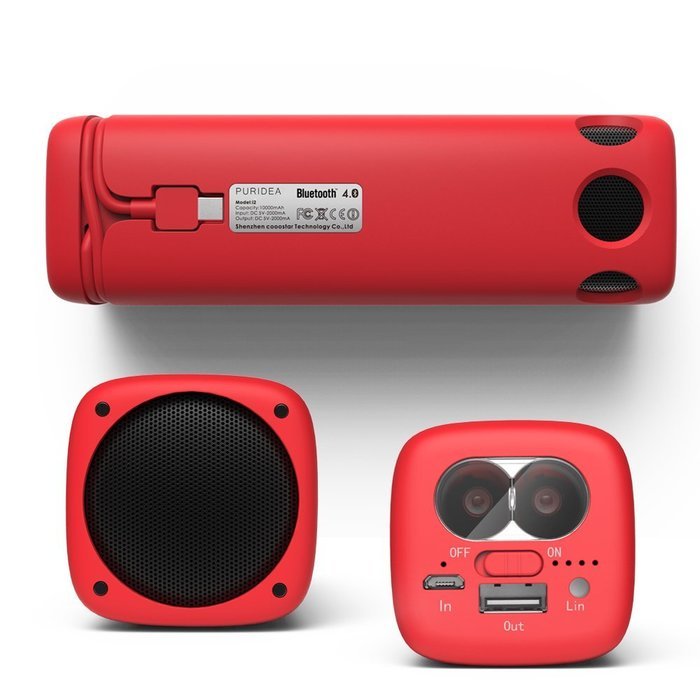 PURIDEA Wireless Portable Bluetooth Speakers V4.0 & 3W Loudspeaker Bass, 8000mAh Battery for 36 Hours Playtime... N2