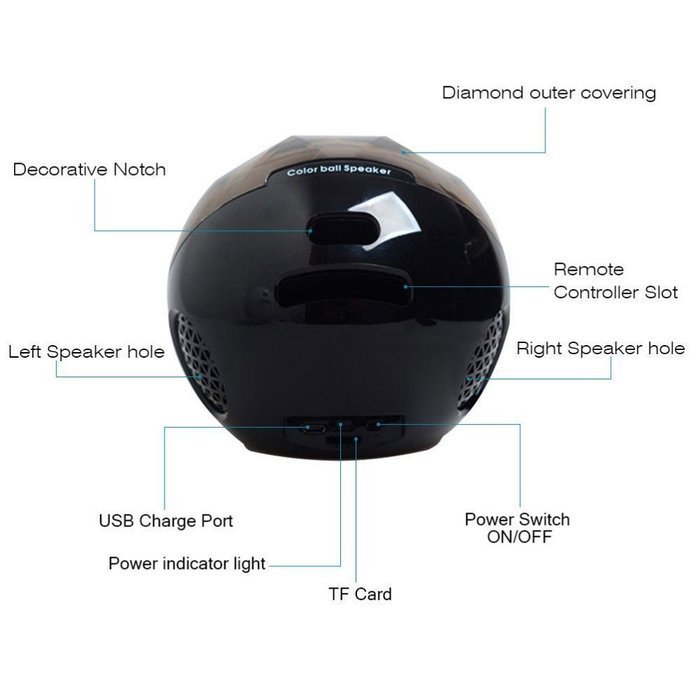 Music Speakers with Led Lights, Portable Bluetooth Color Ball, Ambiance Rainbow Light with Remote Controller,... N3