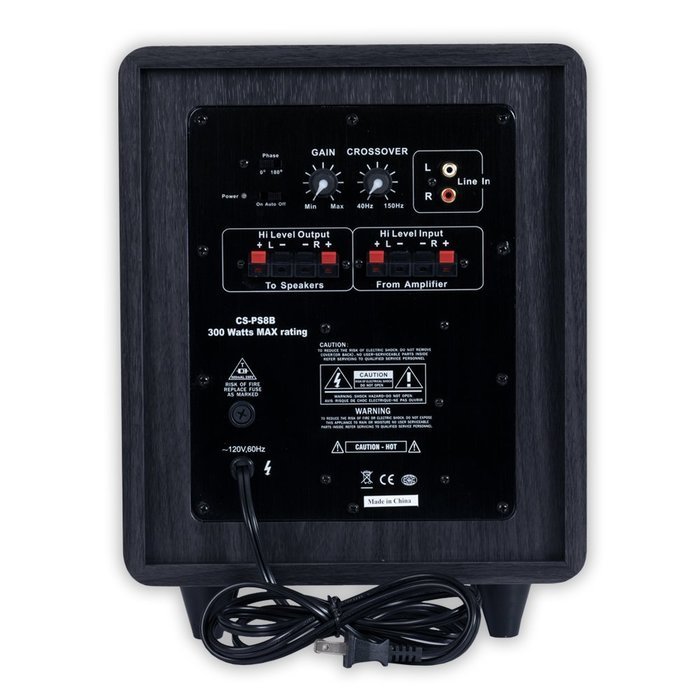 Acoustic Audio CSPS8-B Home Theater 8" Powered Subwoofer Black Front Firing Sub N2