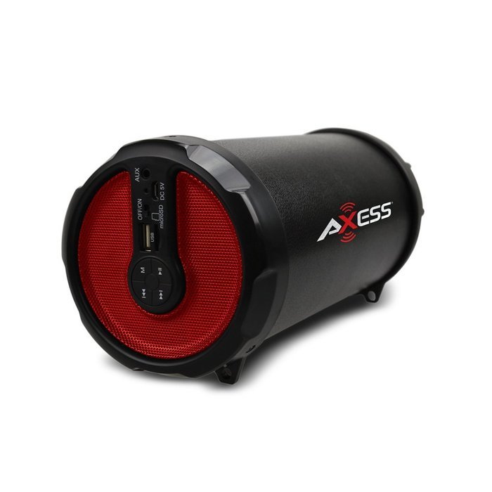 AXESS SPBT1030RD 2.1 Indoor/Outdoor Hi-Fi Bluetooth Speaker with 3" Bass and Built-In Rechargeable Battery, Red