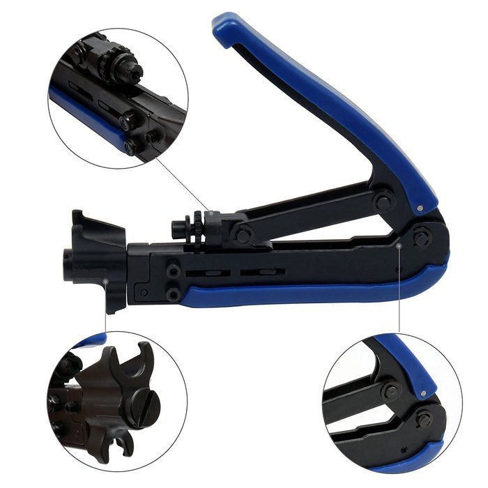 CoZroom Electricity Set with RG59 RG6 RG11 Cable F-Connector Compression Tool Adjustable Blue and Black with Universal... N2