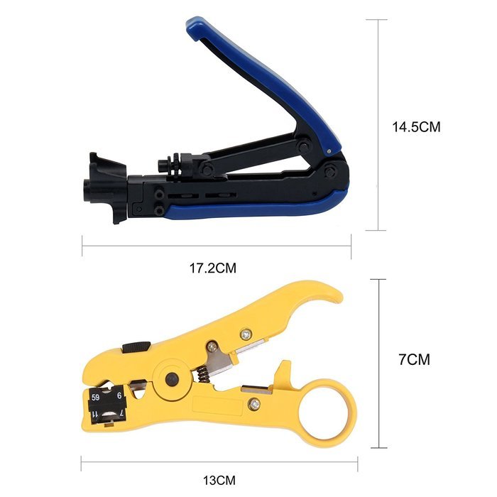 CoZroom Electricity Set with RG59 RG6 RG11 Cable F-Connector Compression Tool Adjustable Blue and Black with Universal... N5