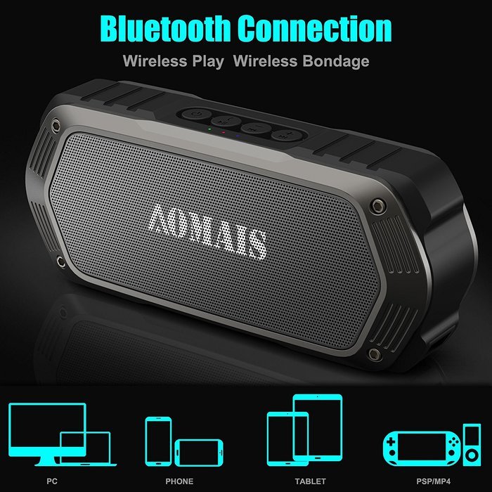 AOMAIS Wireless Portable Bluetooth Speakers,10W Dual drivers Stereo Sound with Enhanced bass ,Waterproof IPX7... N4