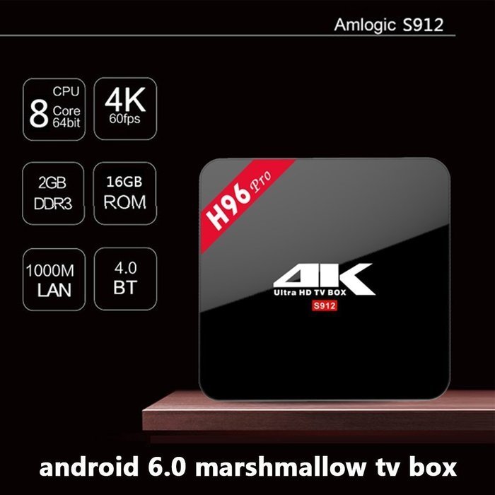 STOGA PTV ST-H96 PRO TV BOX 8 Core Android 6.0 TV BOX Amlogic S912 64 Bit 2.0GHz Streaming Media Player N4