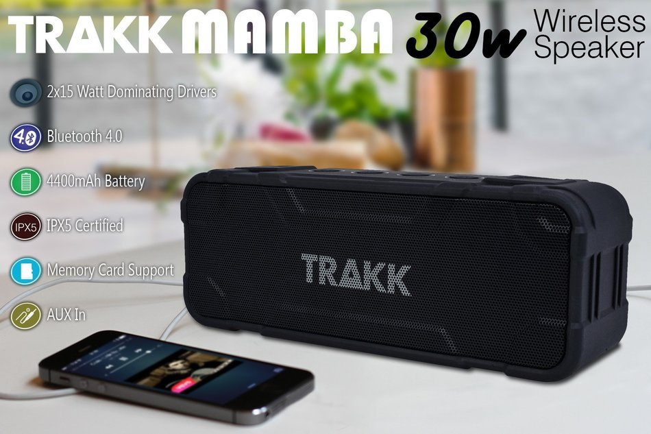 TRAKK MAMBA New Model 30W of Power Portable Wireless Waterproof Rugged Shockproof Bluetooth Speaker with Built... N7