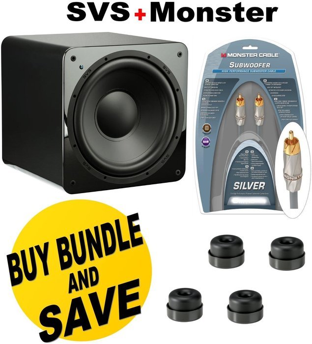 SVS SB-1000 - 300 Watt - 12'' Powered Subwoofer (Piano Gloss) + SVS SoundPath Subwoofer Isolation System 4-Pack...