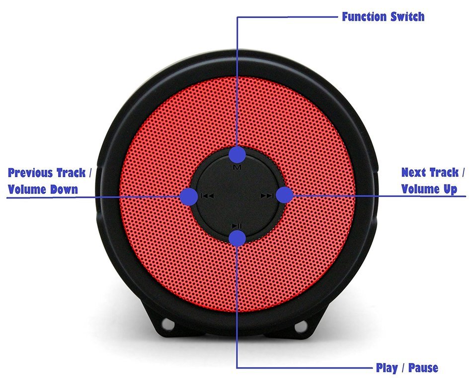 Tyler Portable Wireless Bluetooth Speaker TWS402-RD, Indoor/Outdoor 2.1 Hi-Fi Stereo Cylinder Loud Speaker, with... N5
