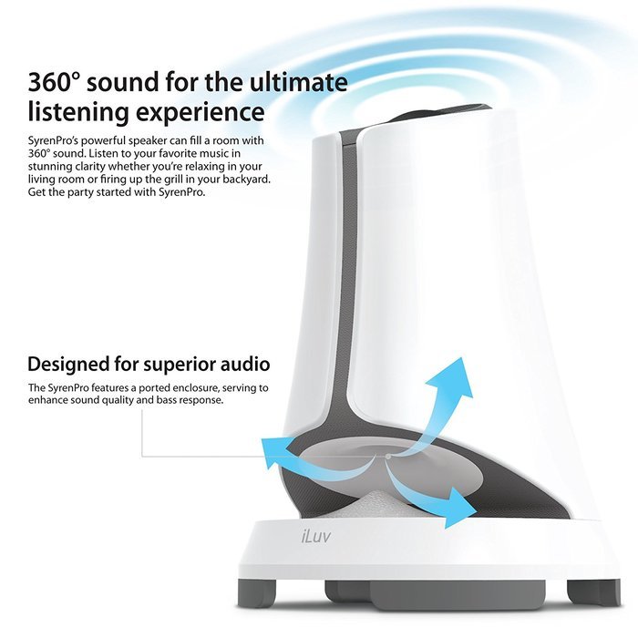 SyrenPro by iLuv - Wireless Weather-Resistant Outdoor Bluetooth Speaker for Picnics, BBQ's, Pool Parties, Camping... N3