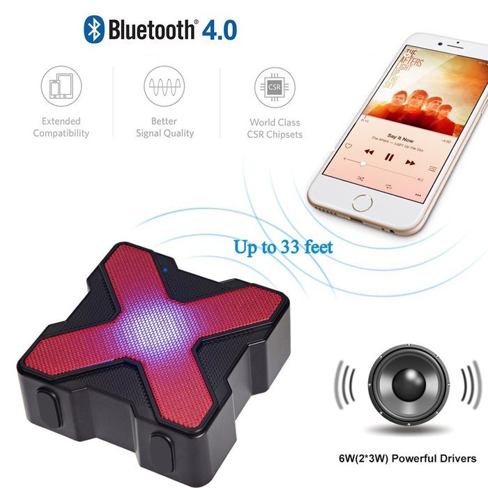 KMASHI LED Bluetooth Speaker Built-in RGB LED lights 4 Music Display Mode with Bass Powerful Sound Support TF... N2