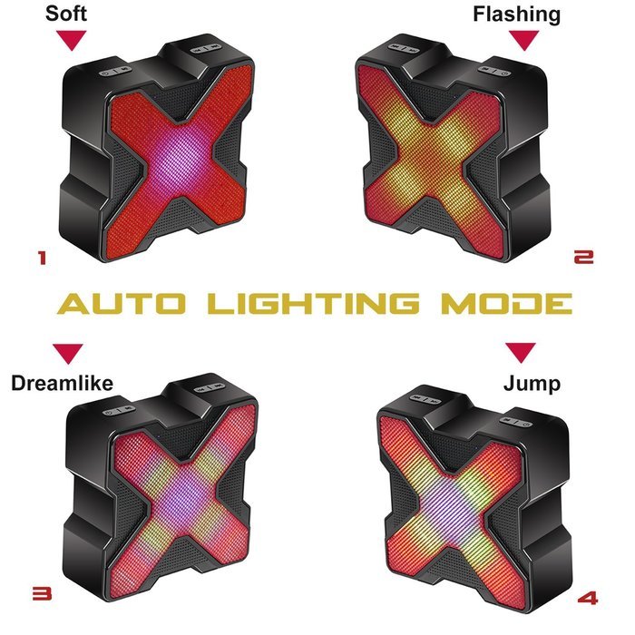 KMASHI LED Bluetooth Speaker Built-in RGB LED lights 4 Music Display Mode with Bass Powerful Sound Support TF... N4