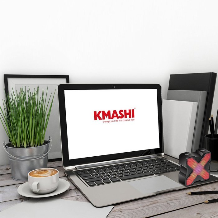 KMASHI LED Bluetooth Speaker Built-in RGB LED lights 4 Music Display Mode with Bass Powerful Sound Support TF... N8