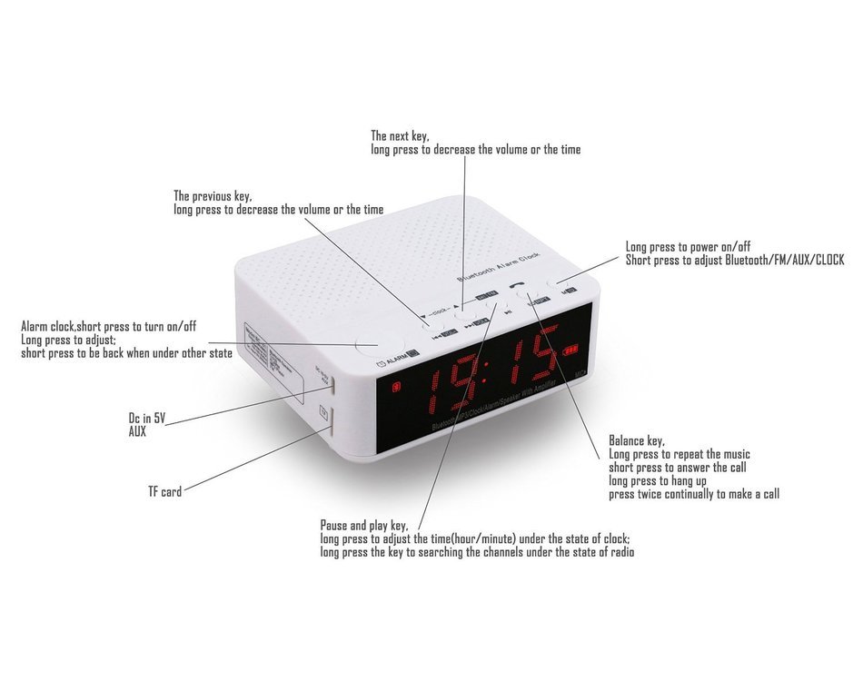 DOITOP Protable Wireless Bluetooth Speaker, With Desktop Digital Alarm Clock LED Time Display FM Radio with LED... N3