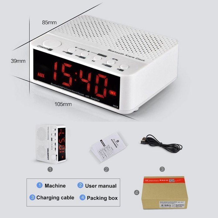 DOITOP Protable Wireless Bluetooth Speaker, With Desktop Digital Alarm Clock LED Time Display FM Radio with LED... N7