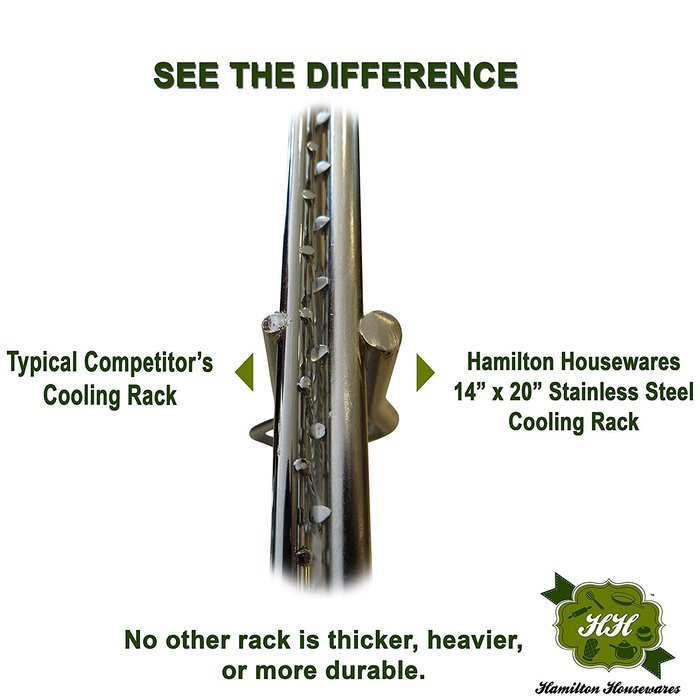 Stainless Steel Wire Cooling Rack-14"x20"-Ultra Heavy Duty, Commercial Grade, Extra Large-Cool Cookies, Cakes... N6