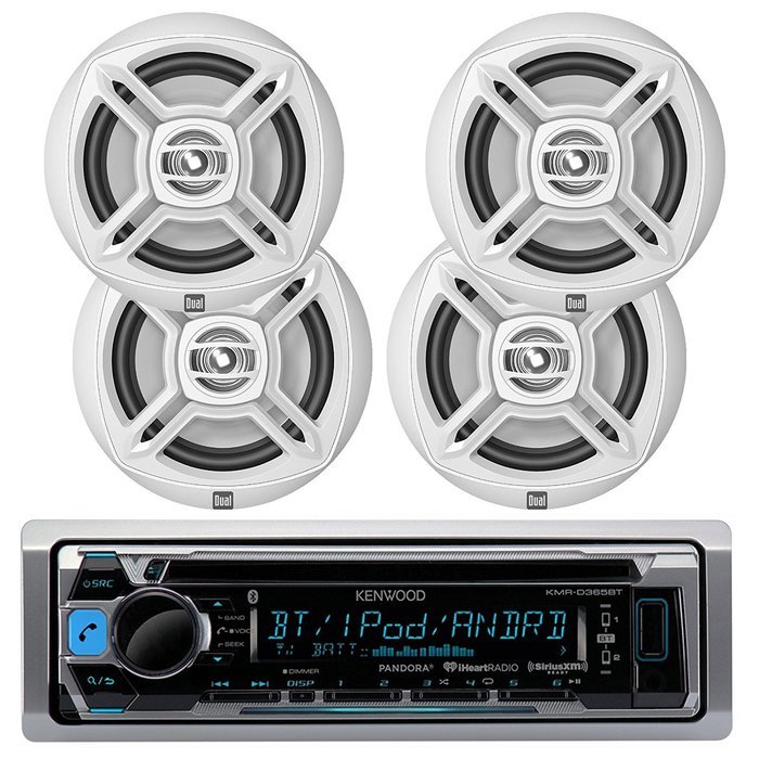 KMR-D365BT Kenwood Marine Boat Bluetooth CD MP3 Player USB iPod iPhone Input Pandora AM/FM Receiver 4 x 6.5" Waterproof...