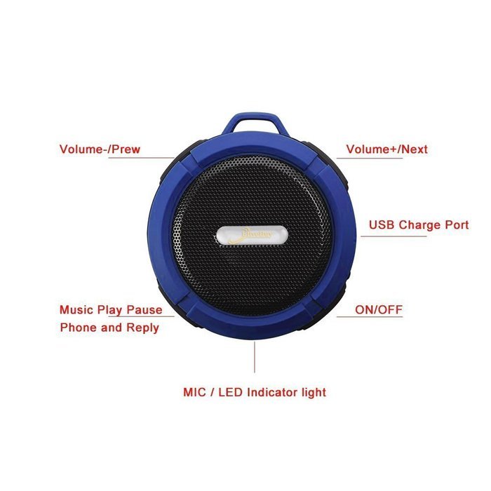 Elivebuy&reg; 5 Watt Driver Portable Waterproof Bluetooth 3.0 Speaker Rugged Wireless For Outdoor/Shower with Built-in... N12