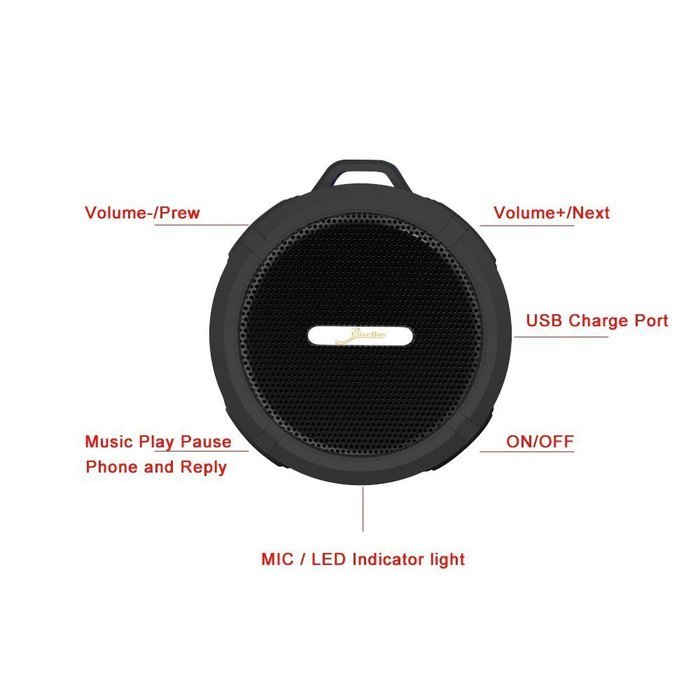 Elivebuy&reg; 5 Watt Driver Portable Waterproof Bluetooth 3.0 Speaker Rugged Wireless For Outdoor/Shower with Built-in... N26